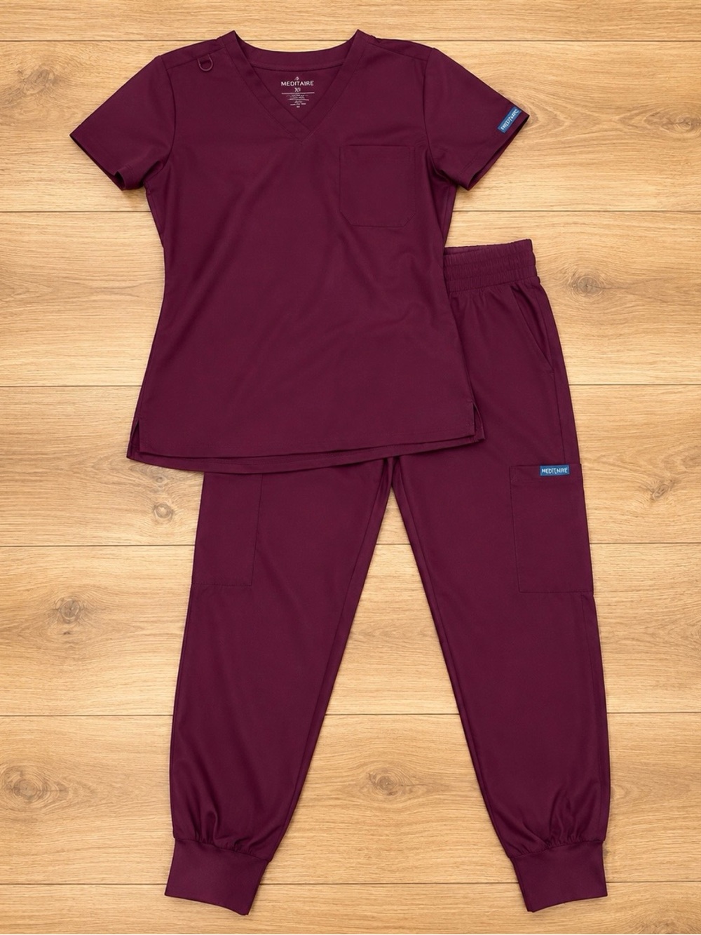 Med Couture InSight Wine Scrub Set | XS Top + Small Jogger Pants